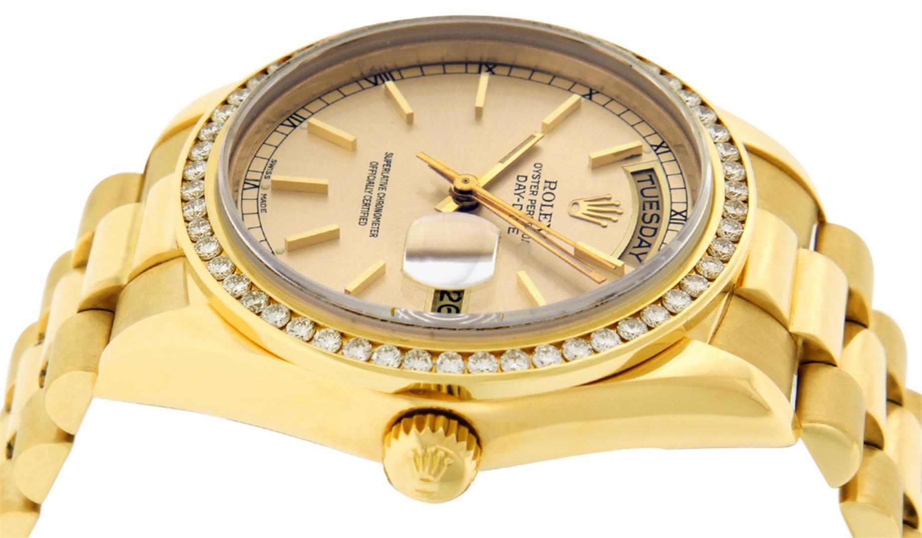 Rolex Mens 18K Yellow Gold 1.0 ctw Channel Set Diamond Day Date President Wristw
