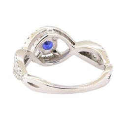 1.43 ctw Blue Sapphire And Diamond Ring - 18KT White Gold
