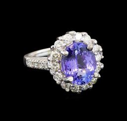 14KT White Gold 3.82 ctw Tanzanite and Diamond Ring