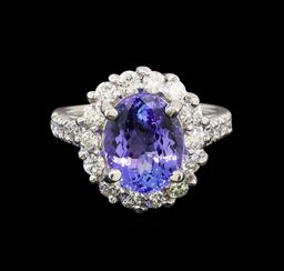 14KT White Gold 3.82 ctw Tanzanite and Diamond Ring