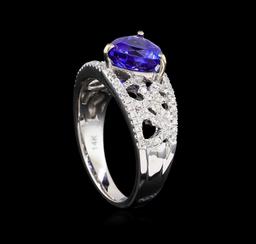 14KT White Gold 2.18 ctw Tanzanite and Diamond Ring