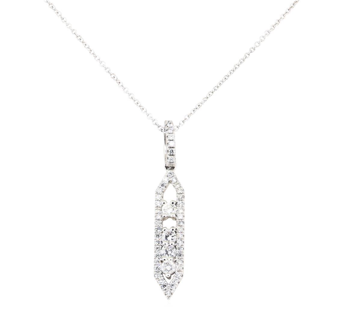 0.51 ctw Diamond Icicle Pendant with Chain - 14KT White Gold