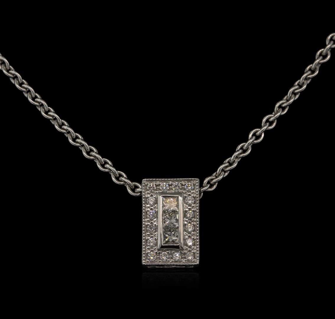 0.41 ctw Diamond Pendant With Chain - 18KT White Gold