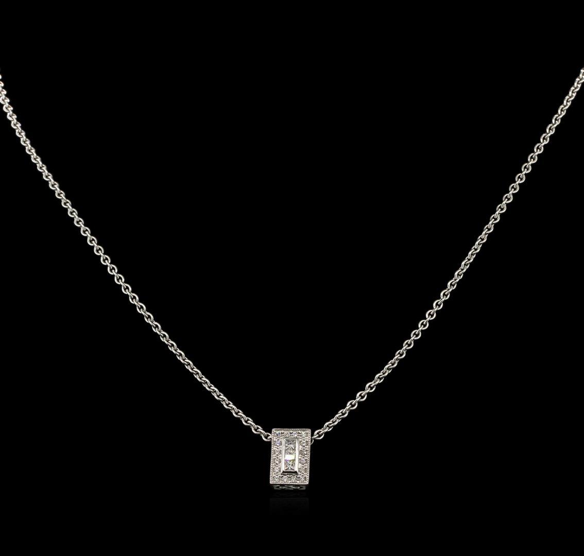 0.41 ctw Diamond Pendant With Chain - 18KT White Gold