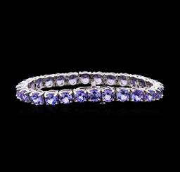 27.02 ctw Tanzanite Bracelet - 14KT White Gold