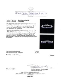 27.02 ctw Tanzanite Bracelet - 14KT White Gold