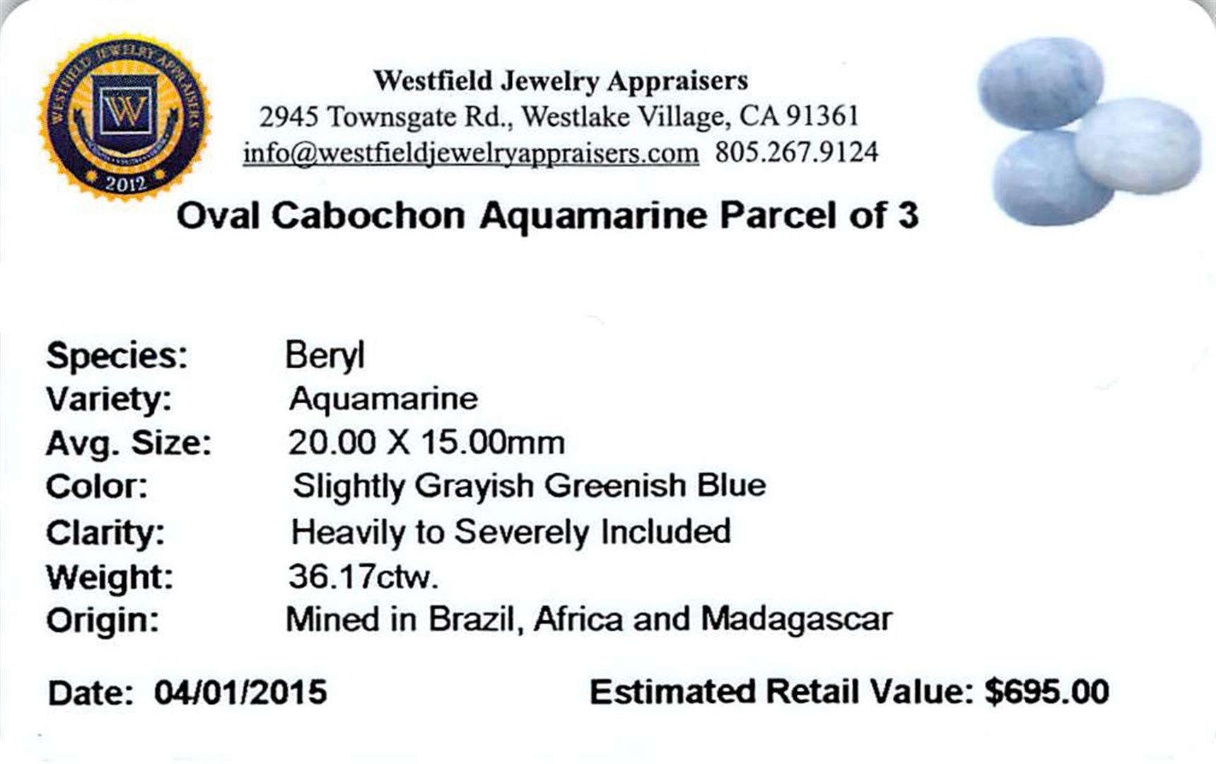 36.17 ctw Cabochon Aquamarine Parcel