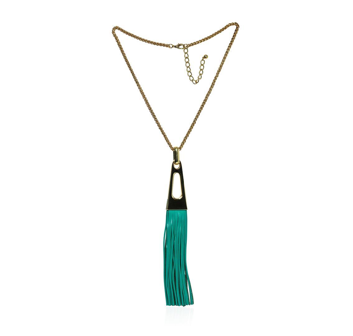 Leather Tassel Chain Necklace - Gold Plated