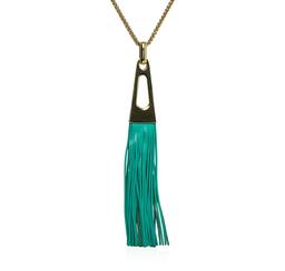 Leather Tassel Chain Necklace - Gold Plated