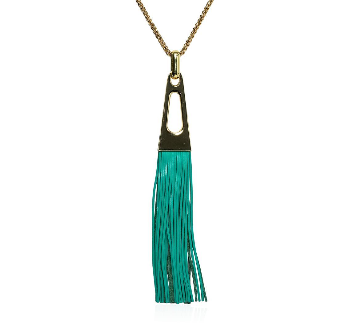 Leather Tassel Chain Necklace - Gold Plated