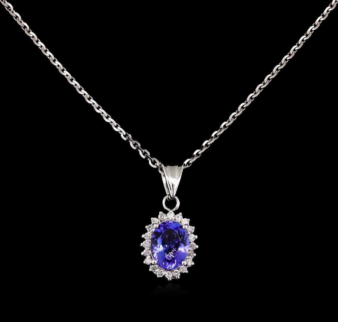 1.98 ctw Tanzanite and Diamond Pendant - 14KT White Gold