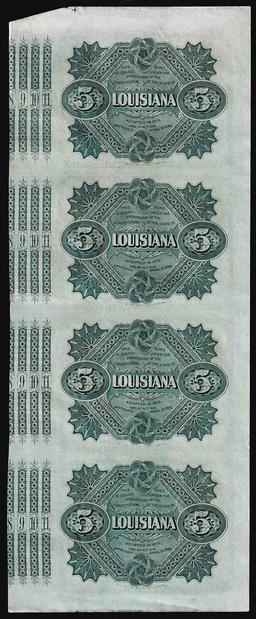 Uncut Sheet of (4) State of Louisiana Baby Bond Obsolete Notes