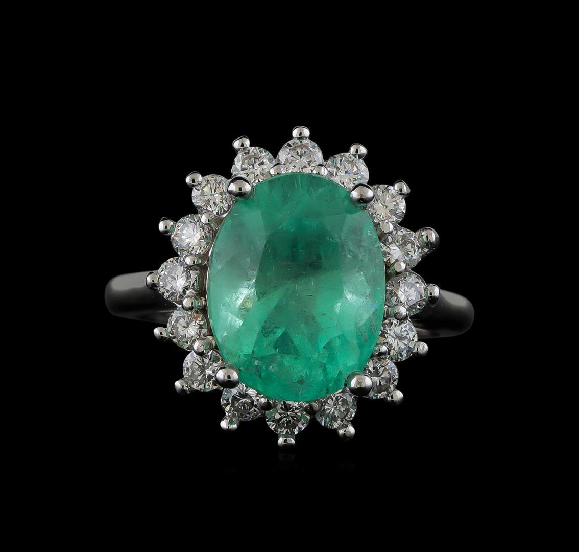 5.89 ctw Emerald and Diamond Ring - 14KT White Gold