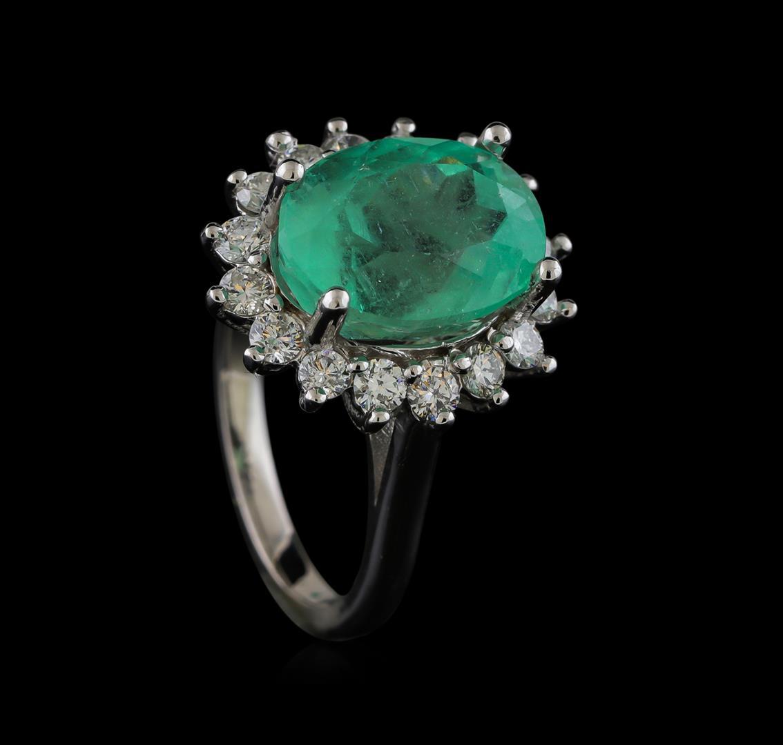 5.89 ctw Emerald and Diamond Ring - 14KT White Gold