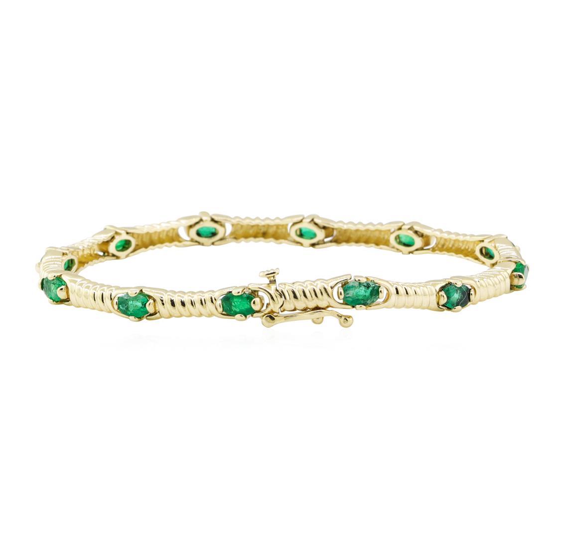 2.50 ctw Emerald Bracelet - 14KT Yellow Gold