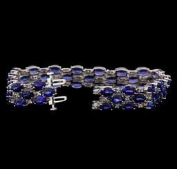 14KT White Gold 32.00 ctw Sapphire and Diamond Bracelet