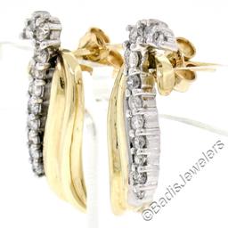 14kt White and Yellow Gold 0.60 ctw Round Diamond Wing Flame Drop Earrings