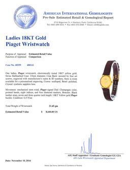 Piaget 18KT Yellow Gold Ladies Watch