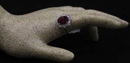 4.20 ctw Rhodolite Garnet and Diamond Ring - 14KT White Gold