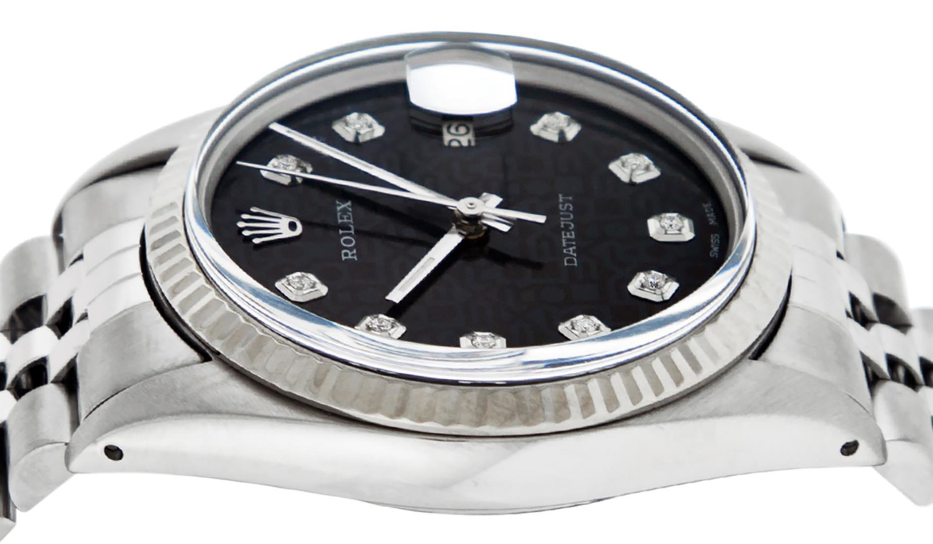 Rolex Mens Stainless Black Diamond 36MM Datejust Wristwatch