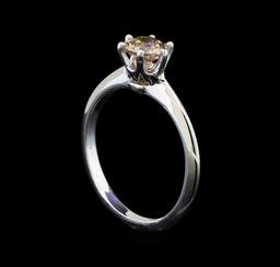 14KT White Gold 0.70 ctw Round Cut Fancy Brown Diamond Solitaire Ring