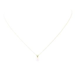 0.01 ctw Diamond and Pearl Pendant with Chain - 14KT Yellow Gold