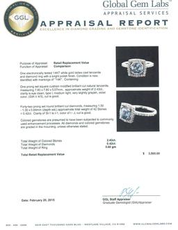 14KT White Gold 2.43 ctw Tanzanite and Diamond Ring