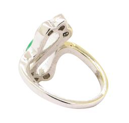 0.60 ctw Emerald and Diamond Ring - 18KT White Gold