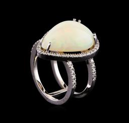 9.70 ctw Opal and Diamond Ring - 14KT White Gold