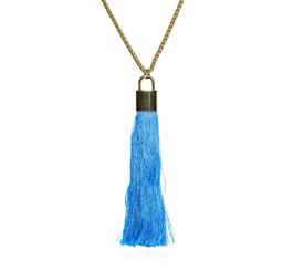 Silk Tassel Square Pendant Necklace - Gold Plated