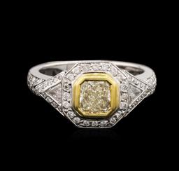 18KT Two-Tone Gold 1.23 ctw Fancy Light Yellow Diamond Ring