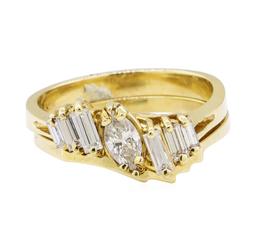 0.65 ctw Diamond Ring & Wedding Band - 14KT Yellow Gold