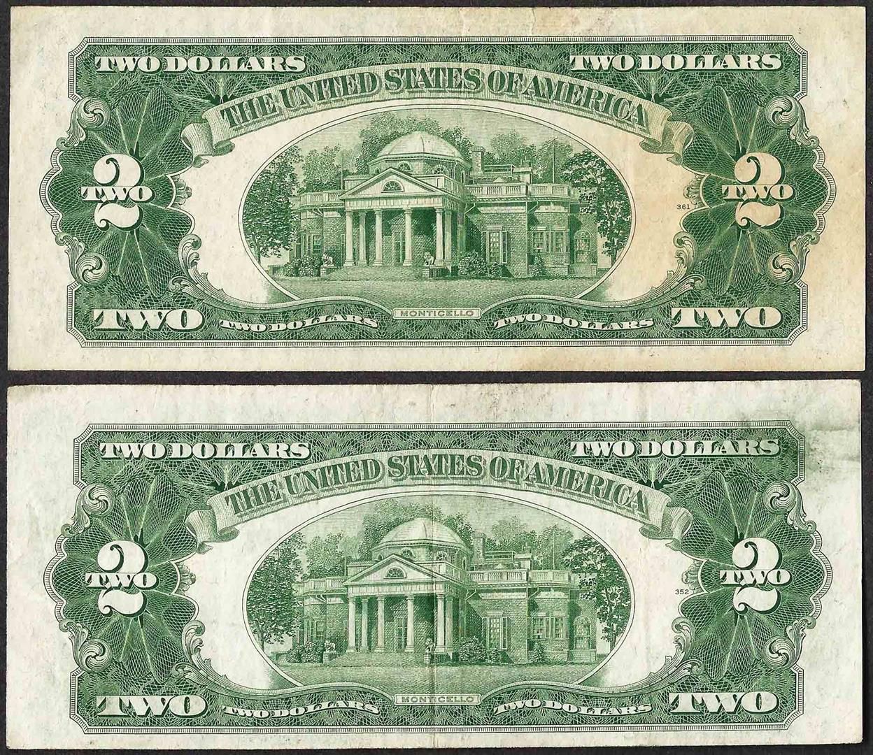 Lot of (2) 1928G $2 Legal Tender Notes