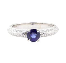 1.02 ctw Sapphire And Diamond Ring - 18KT White Gold