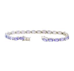 10.92 ctw Tanzanite and Diamond Bracelet - 14KT White Gold