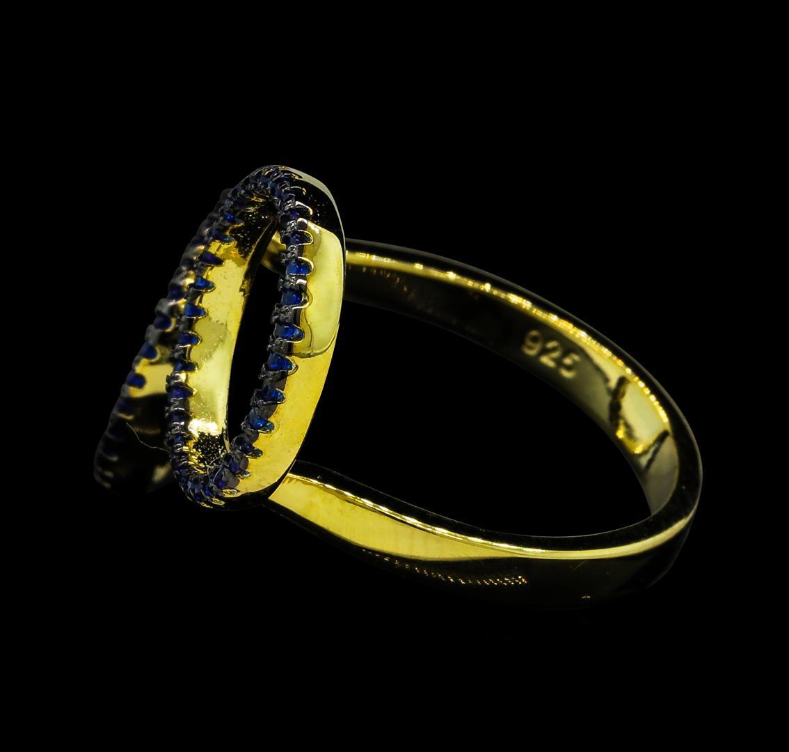 Sapphire and CZ Circle Ring - Gold Plated