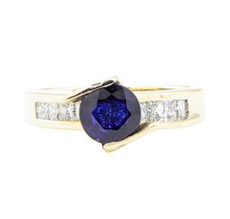 2.14 ctw Sapphire And Diamond Ring - 14KT Yellow Gold