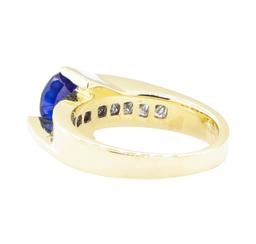2.14 ctw Sapphire And Diamond Ring - 14KT Yellow Gold