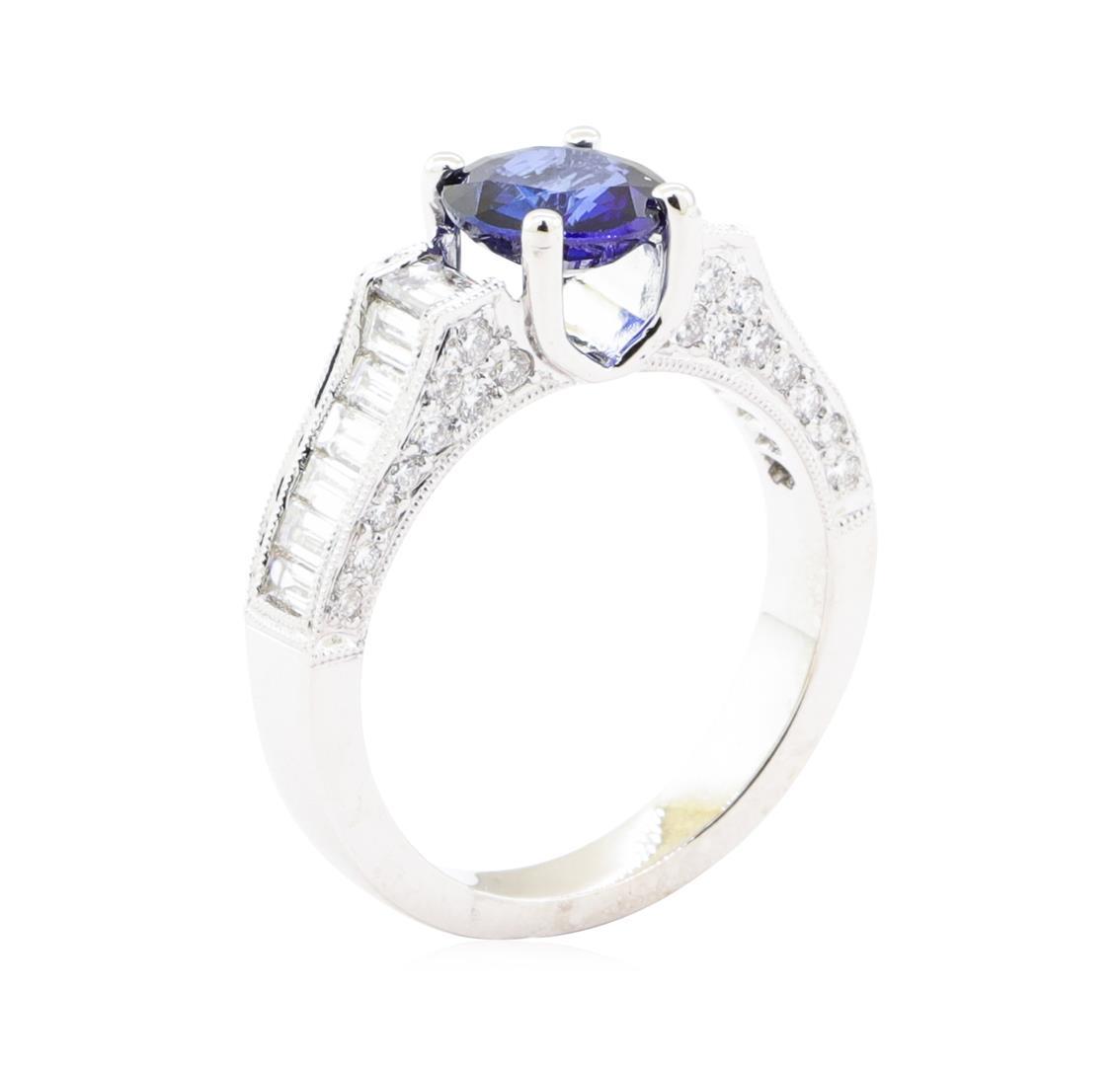 2.60 ctw Sapphire And Diamond Ring - 18KT White Gold