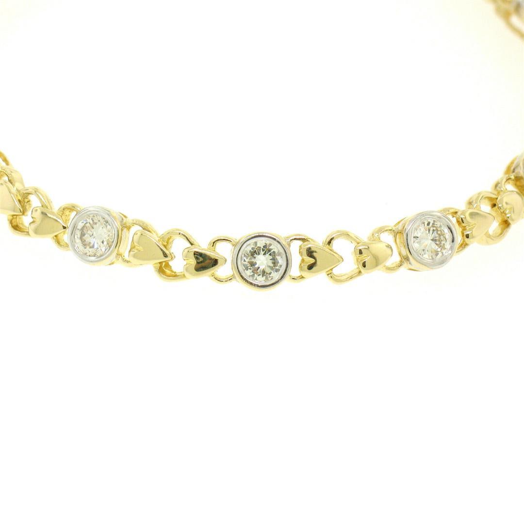 18k Yellow Gold 2.15 ctw Bezel Round Brilliant Diamond Open Heart Tennis Bracele