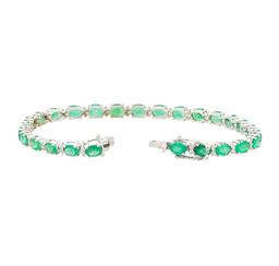 7.25 ctw Emerald and Diamond Bracelet - 18KT White Gold