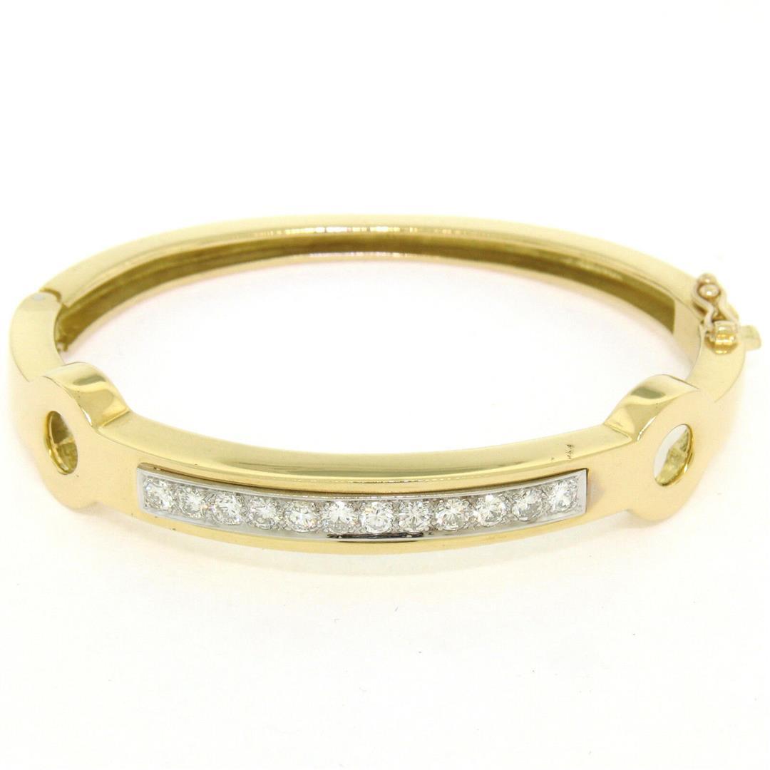 18kt Yellow and White Gold 1.01 ctw Diamond Open Bangle Bracelet