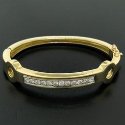 18kt Yellow and White Gold 1.01 ctw Diamond Open Bangle Bracelet