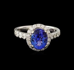 2.65 ctw Tanzanite and Diamond Ring - 14KT White Gold