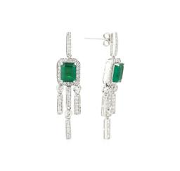 3.2 ctw Emerald and Diamond Earings - 18KT White Gold