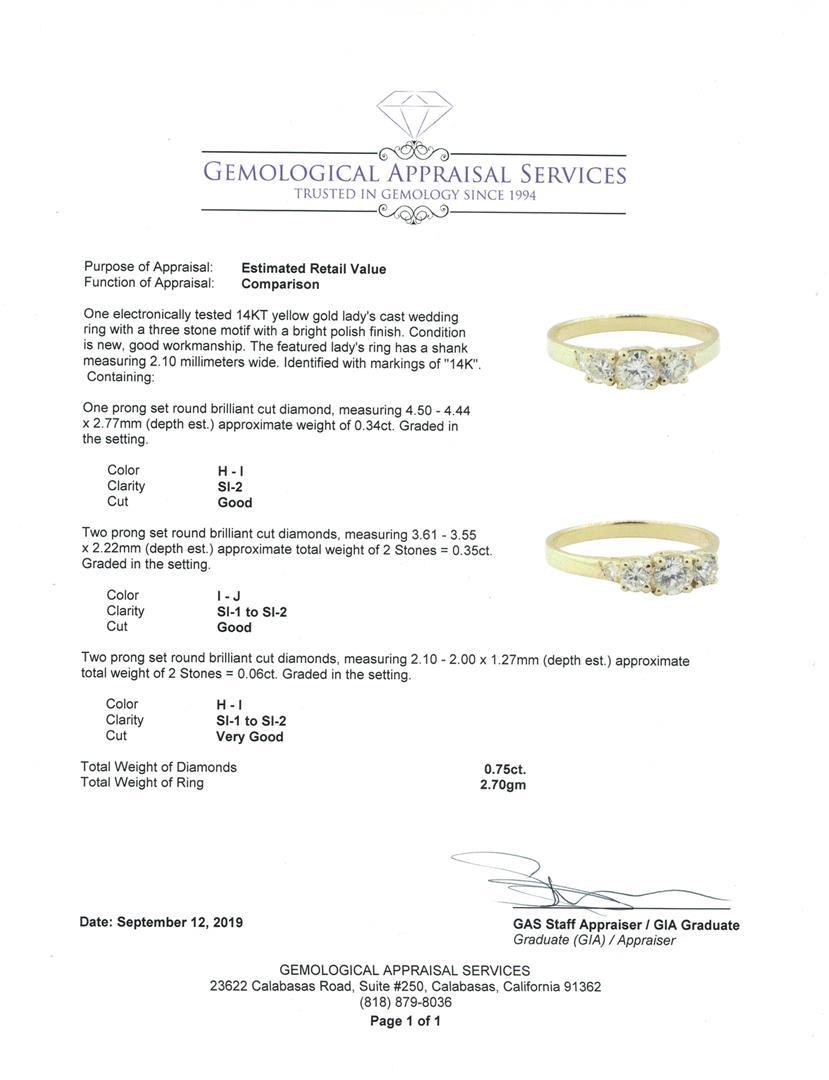 0.75 ctw Diamond Ring - 14KT Yellow Gold