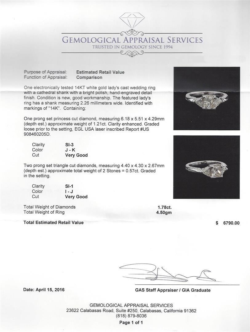 EGL USA Cert 1.78 ctw Diamond Ring - 14KT White Gold