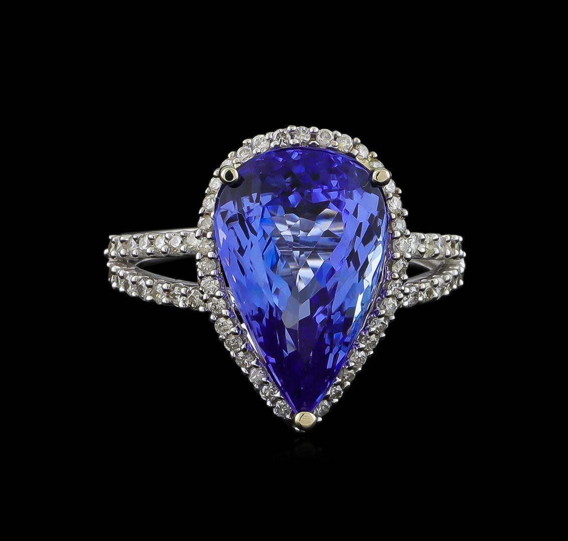 7.11 ctw Tanzanite and Diamond Ring - 14KT White Gold