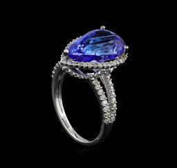 7.11 ctw Tanzanite and Diamond Ring - 14KT White Gold