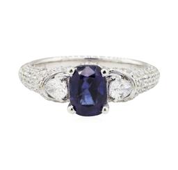 3.02 ctw Colored Stone and Diamond Ring - 18KT White Gold